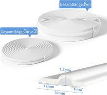 Load image into Gallery viewer, BKSAI Draught Excluder Window Sealing Tape Self-Adhesive Window Seal Sealing Door Seal Double Built Insulation Against Cold Waterproof Window Seal Cold Protection (White, 6 m)
