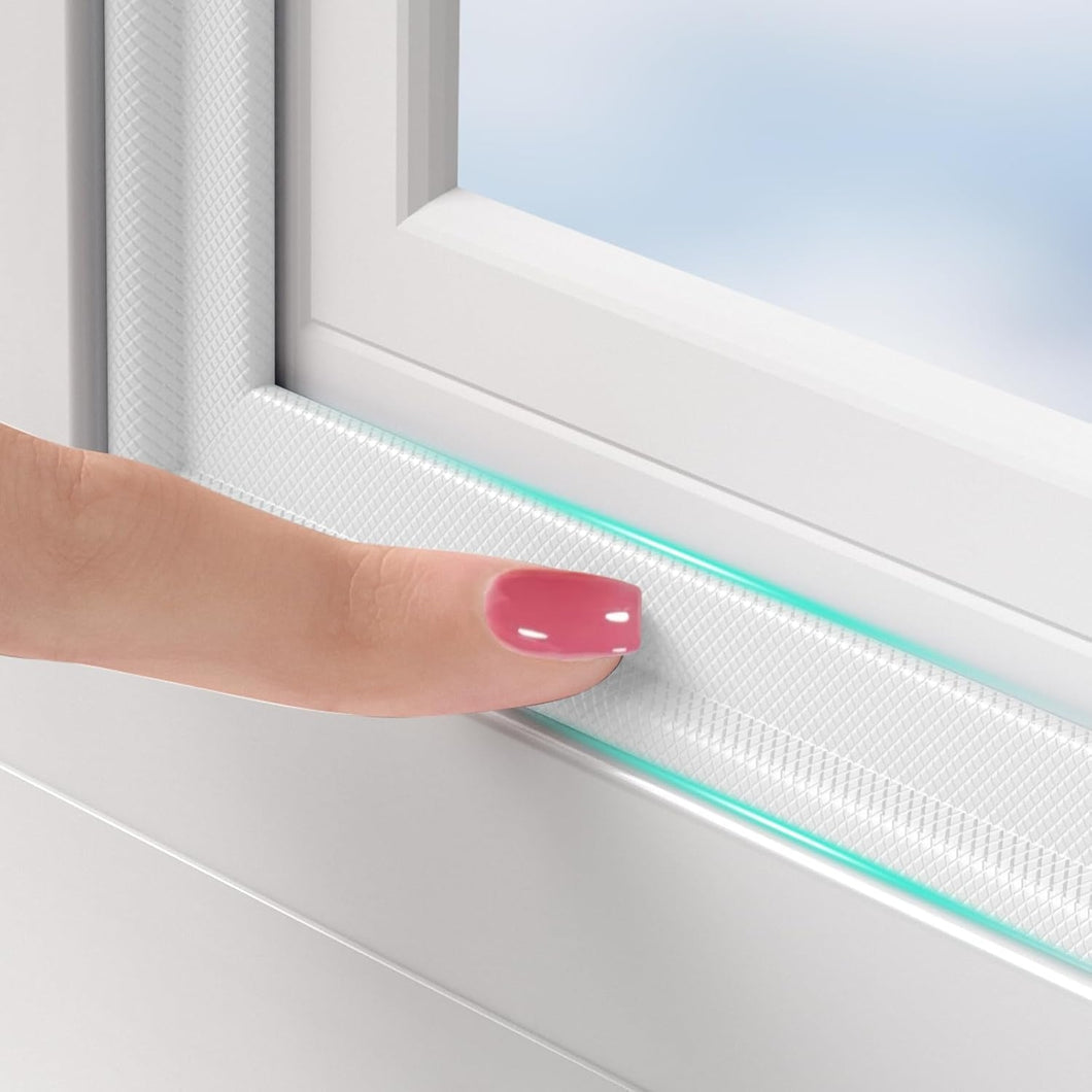 BKSAI Draught Excluder Window Sealing Tape Self-Adhesive Window Seal Sealing Door Seal Double Built Insulation Against Cold Waterproof Window Seal Cold Protection (White, 6 m)